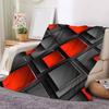 Contemporary Geometric Flannel Fleece Blanket, Digital Print Polyester 100%, All-Season Sofa Throw, Machine Washable, 250-300 Gs