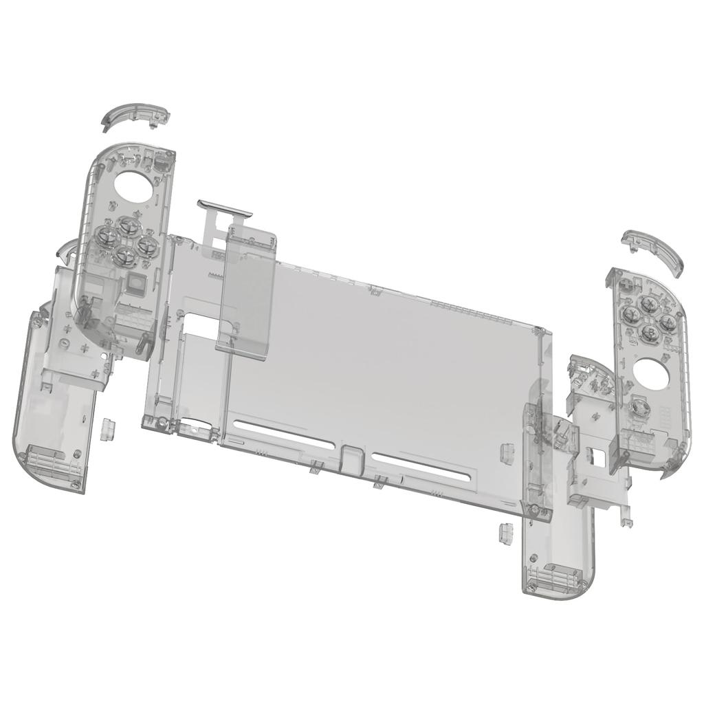 Anpassat DIY ersättningsskal för eXtremeRate bakplatta för Switch-konsol tillverkad av genomskinligt hållargrepp kontrollerhölje för komplett knappset