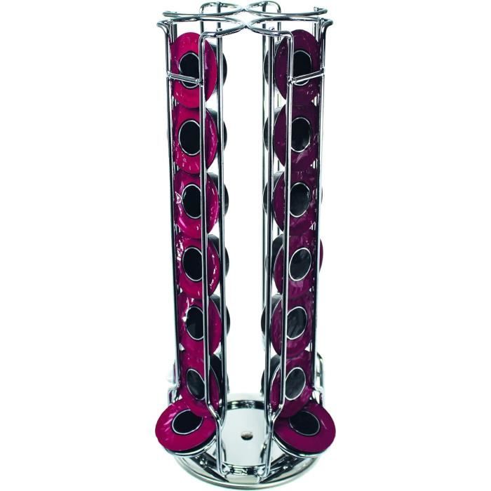 Porte-Capsules De Café - EXZACT - Compatible Lavazza Mio - Support Rotatif - Chromé - 28 Capsules