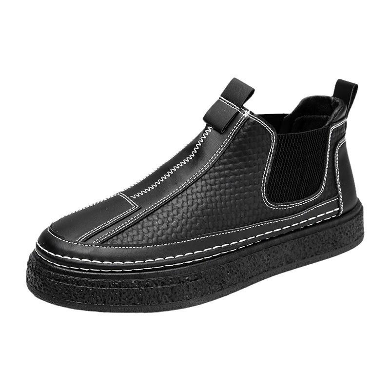 Men's shoes spring black leather shoes waterproof chef labor insurance trendy shoes soft sole one pedal Martin boots men's tooling casual