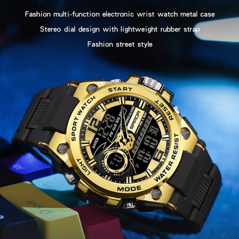 SANDA Casual Waterproof Electronic Watch LED Luminous Display Gel Strap Temperament Electronic Watch