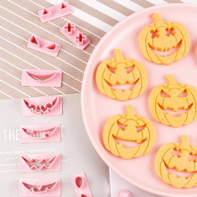 13Pcs/ Set Halloween Cookie Cutters DIY Pumpkin Face Biscuit Fondant Embosser Stamp Cake Decorating Tool Baking Supplies
