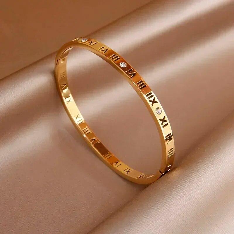 Classico bracciale in acciaio inossidabile stile punk in metallo per donna, braccialetti geometrici, gioielli da polso antiruggine, regalo per feste
