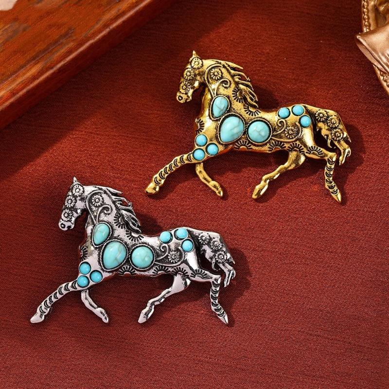 Broches de Cavalo de Luxo Acessíveis Versátil Vintage Animal Pins de Lapela Corsage de Roupa Acessórios de Joalheria Presentes de Ano Novo