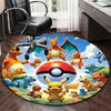 1 szt. Okrągły dywanik Pokémon Pikachu i Przyjaciele - Mata na krzesło z motywem anime, Prezent do biura, Dekoracja sezonowa, Odpowiedni do domu