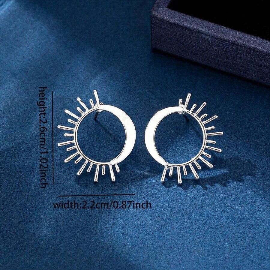 Obega Ins Sun Moon Shape Tiny Earrings Stud Trendy Gold SIlver Color Fashion Europen And Amercian Punk Syle Metal Jewelry