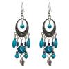 Bohemian Vintage Silver Earrings Muse Jewelry Face Skinny Earrings Tassel Long Earrings
