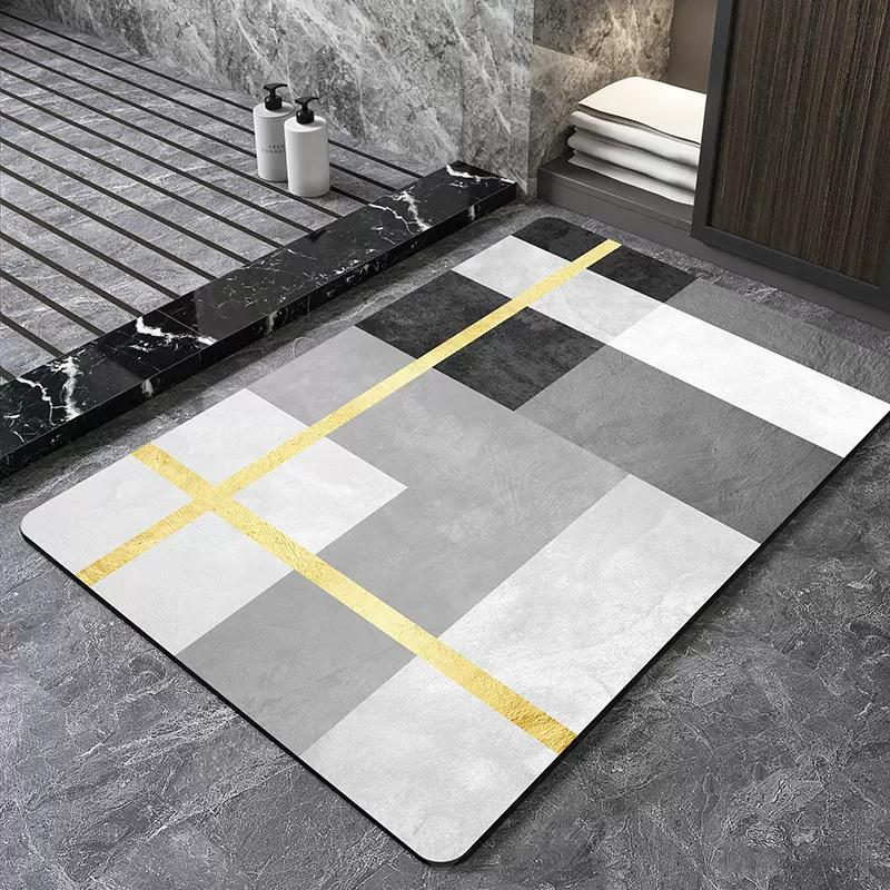 Luxury Nordic Bath Mat Super Absorbent Bathroom Mats Anti Slip Quick Dry Foot Floor Mat Shower Toilet Rug Doormat Carpet