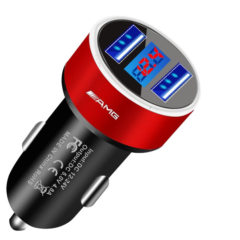 Car Charger 2 USB Ports Fast Charging Digital Display Car Accessories For Mercedes Benz AMG GLE GLS GLC CLA GLB ML W204 W206 W205 W212 W203