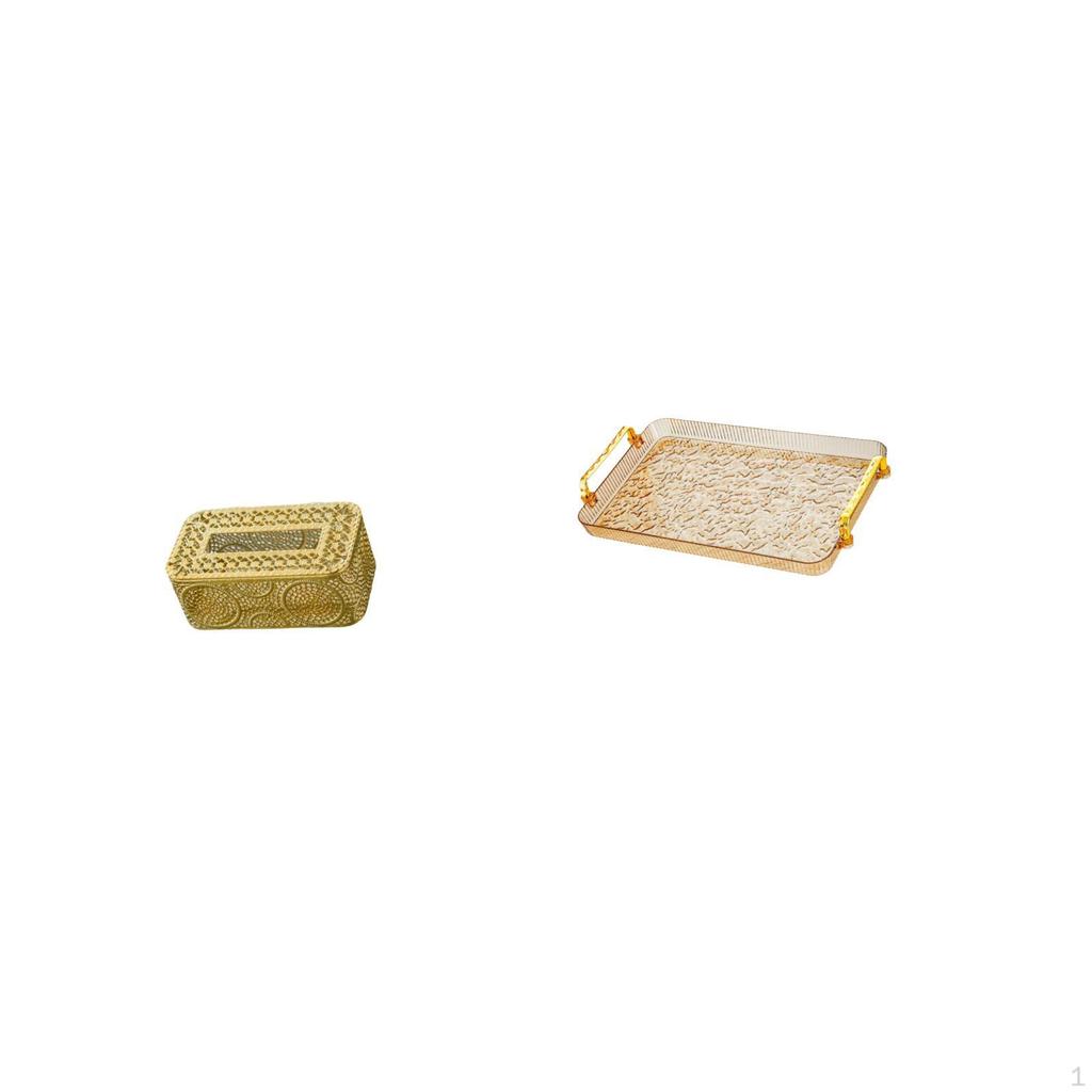 Elegant Tissue Paper Storage Holder And Dessert Plate Coffee Table Tray with Handle for Home