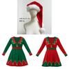 Christmas Elf Girl Costume Dress With Long Sleeves For Holiday Party Performances