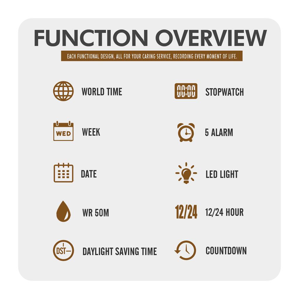 SKMEI Digital Watch 50M Water Resistant Backlight Wrist Watch World Time Stopwatch Daily Alarm