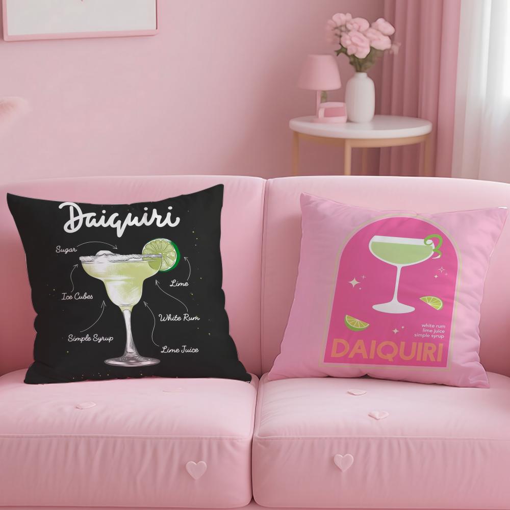 beverage theme Daiquiri Cocktail Cushion Cover Soft & Easy-Wash Pillow Case – Versatile for Couch, Bed, Travel and Office