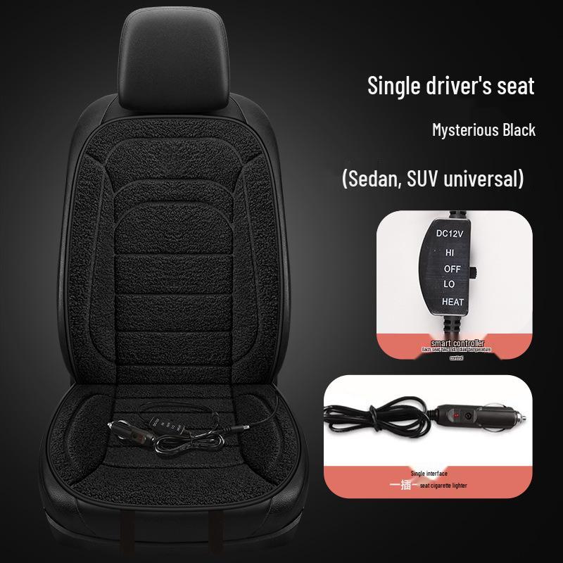 Universal Non-Slip Heated Plush Seat Cushion, 12V/24V, Quick Warmth for Winter