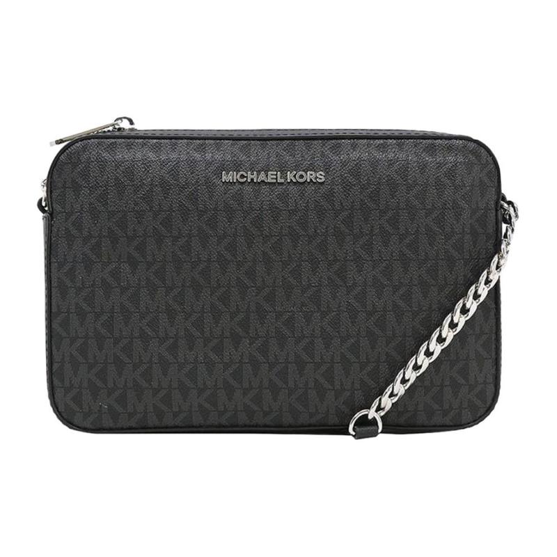 Michael Kors Jet Set Long Presbyopia Printed Retro Chain Commuting Camera Bag Shoulder Bag Leather Crossbody Bag Medium Women's Black