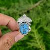 Sterling Silver Natural Tibetan Turquoise Stackable Promise Wedding Ring Jewelry