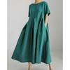 BITCED Fashion Summer Spring Solid Color Print Short Sleeve O-Neck Casual Dresses