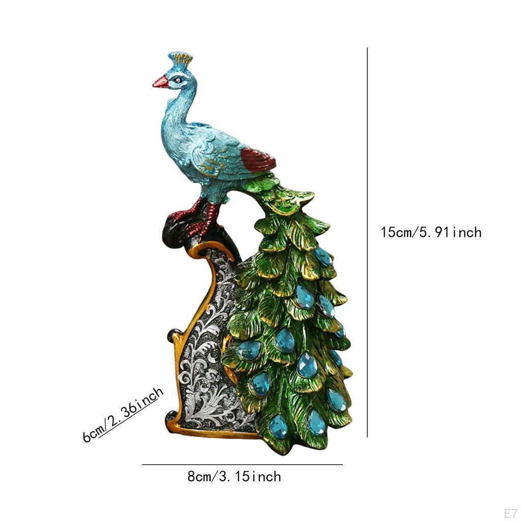 Animal Sculpture of Peacock for Bookshelf and Room Accent