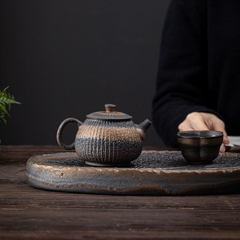 250ml Old Rock Clay Gilded Teapot Ceramic Anti-scald Heat-resistant Tea Set