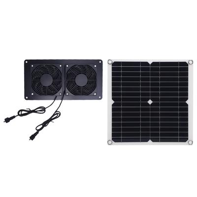 Güneş Enerjili Egzoz Fanı 12W 18V Monokristal Silikon Güneş Paneli Çift Fanlı Vantilatör Kiti Evcil Hayvan Evi Tavuk Kümesi Sera için