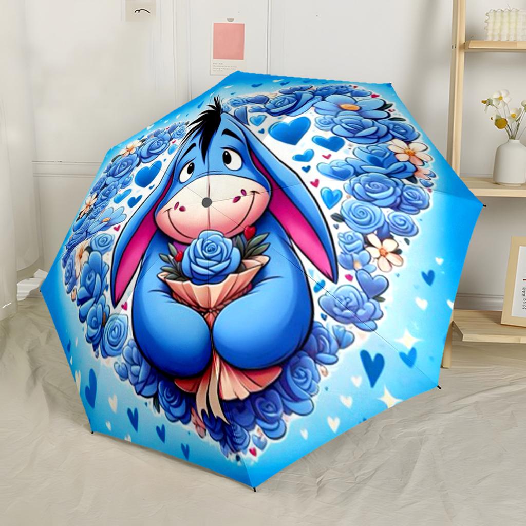 Eeyore's Dreamy Garden Portable Automatic Umbrella Compact & Durable 8-Rib Design Foldable Design All-Season Umbrella for Travel Fashionable Accessory