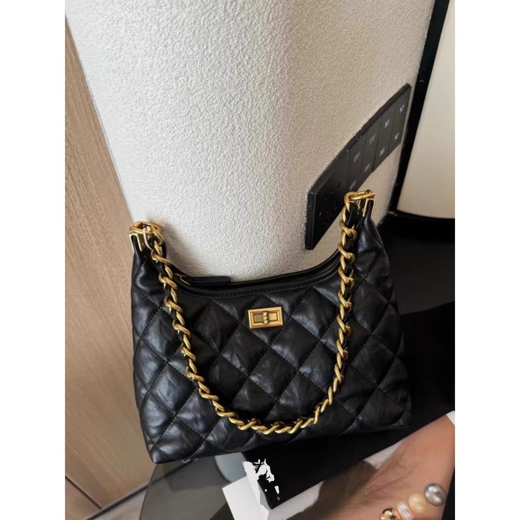 High-texture spring new versatile tote women's small fragrant wind rhombus chain bag single shoulder crossbody portable large bag