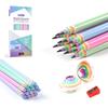 ECOTREE Pre-Sharpened Pencils #2 Cute Number 2 Pencil with Erasers for Kids Eco Rainbow Paper Pencil for School, Writing, 12 Count