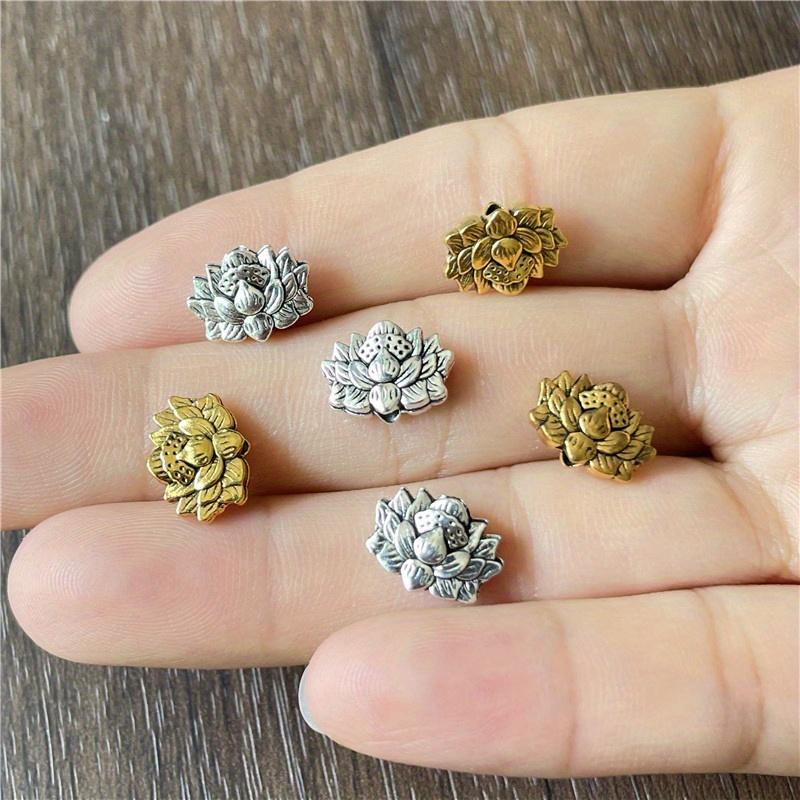 50pcs Lotus Piercing Beads Attachment Jewellery Making Alloy Fittings for Bracelet Necklace Decorative Beads Zinc Alloy Lotus.