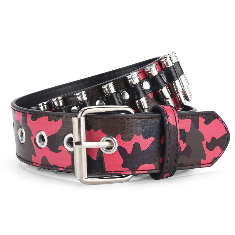 Rivet Belt Men'S Bullet Belt Punk Rock Style Camouflage Pants Belt Men'S And Women'S Personality Belt