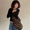 Vintage Karomuster Große Kapazität Trendiger Lässiger Tragetaschen-Rucksack Vielseitige Handtasche Übergroße Canvas Achseltasche Schottischer Stil