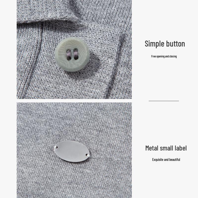 Luozi Men's Cotton Blend Lapel Knit Sweater