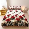 Red White Rose Heart Floral Bedding Set Soft Microfiber Duvet Cover Valentine Wedding Bed Linen with Pillow Cases
