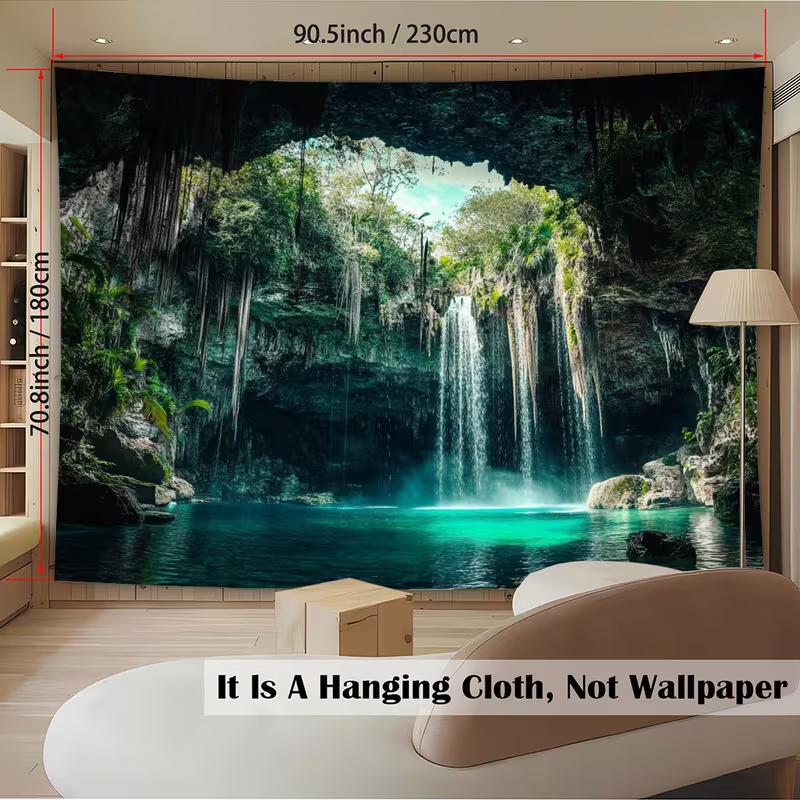 2D Waterfall Cave Backdrop for Photography & Live Stream