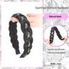 Rhinestone Fishtail Braid Headband Wig for Women's Realistic Hair Volume Increase