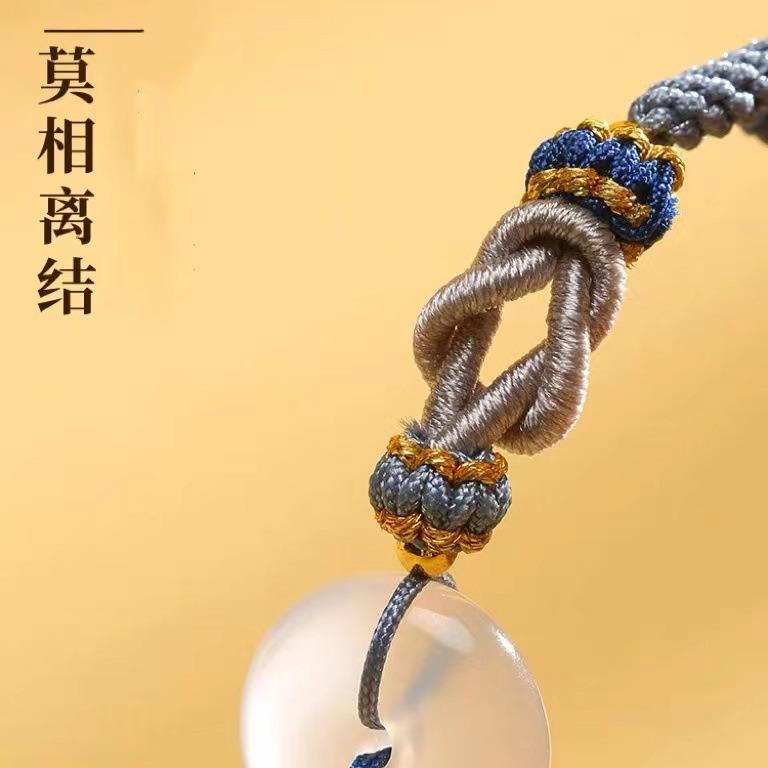 Natural agate peace buckle bracelet, "never apart" charm, hand-woven cord, couple's bracelet, niche gift for best friends