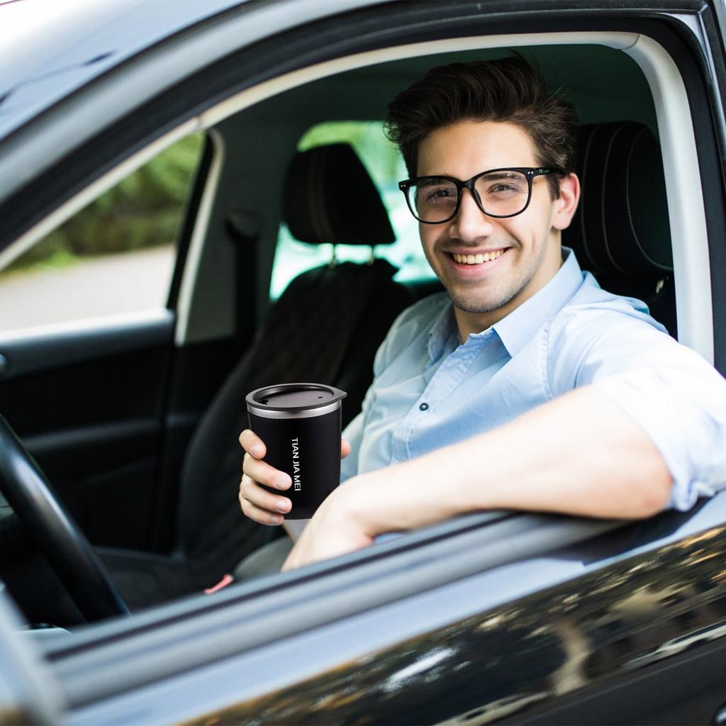 10-uncjowy kubek na wodę z pokrywką, izolowany próżniowo kubek na wodę ze stali nierdzewnej, odpowiedni do użytku w domu, kuchni i na zewnątrz, idealny do zimnych i gorących napojów