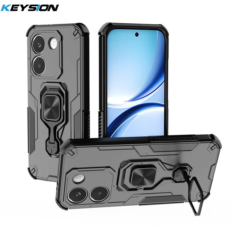 KEYSION Shockproof Armor Case for POCO X8 Pro Max Silicone+PC Upright Metal Live Ring Stand Phone Cover for Xiaomi POCO X8 Pro