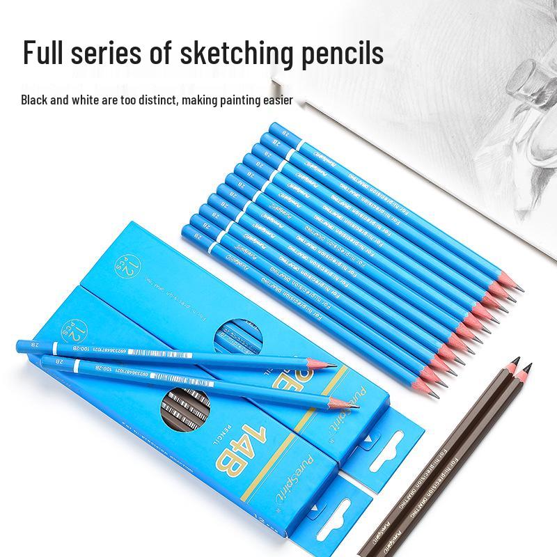Charcoal Sketching Pencils Set: Soft/Medium/Hard (2B, 4B, 6B, 8B, 10B, 12B, 14B) for Students & Artists