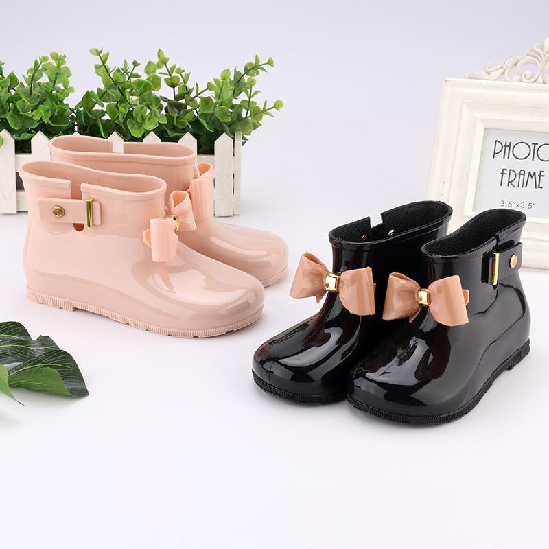 Stivali da Pioggia per Bambini Moda Fiocco Fibbia Metallica Stivale da Ragazza Carino Bambino Neonato Scarpe Impermeabili Bambini Antiscivolo Scarpe da Acqua