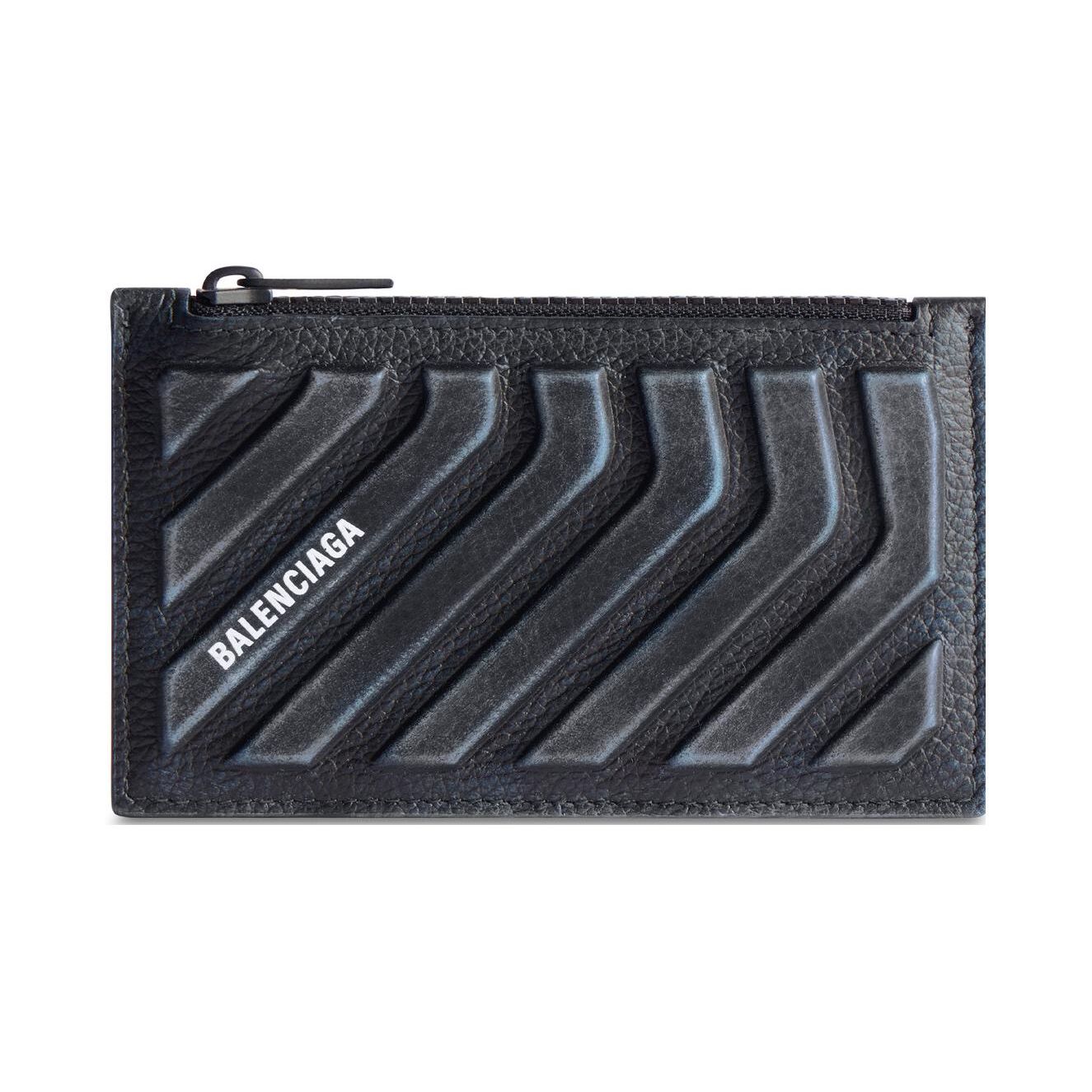 Balenciaga Car Logo Print Zipper Wallet Men Wallet Black Gray 6637142AAD61091 Basic Set (Bag+Dust Bag)