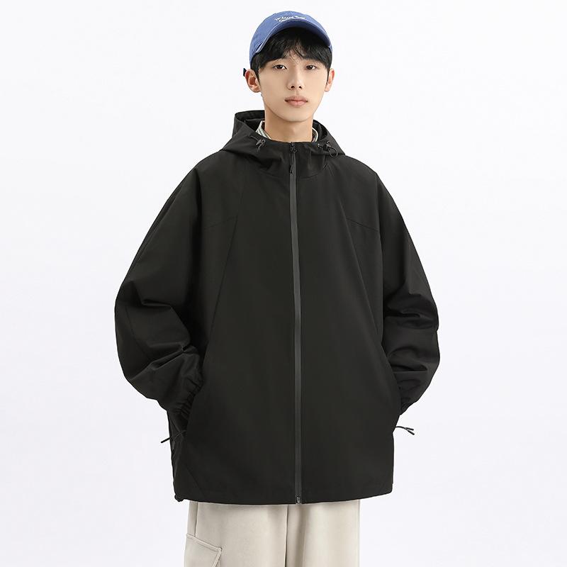 Spring and Autumn New Men's Korean Style Solid Color Light Plate Hooded Jacket Jacket Trendy Couple Jacket