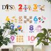 Number Wall Sticker 2Pcs/Set Cartoon 1-10 Numbers Animal English Words Educational PVC Living Room Learning Decal Kindergarten Supplies
