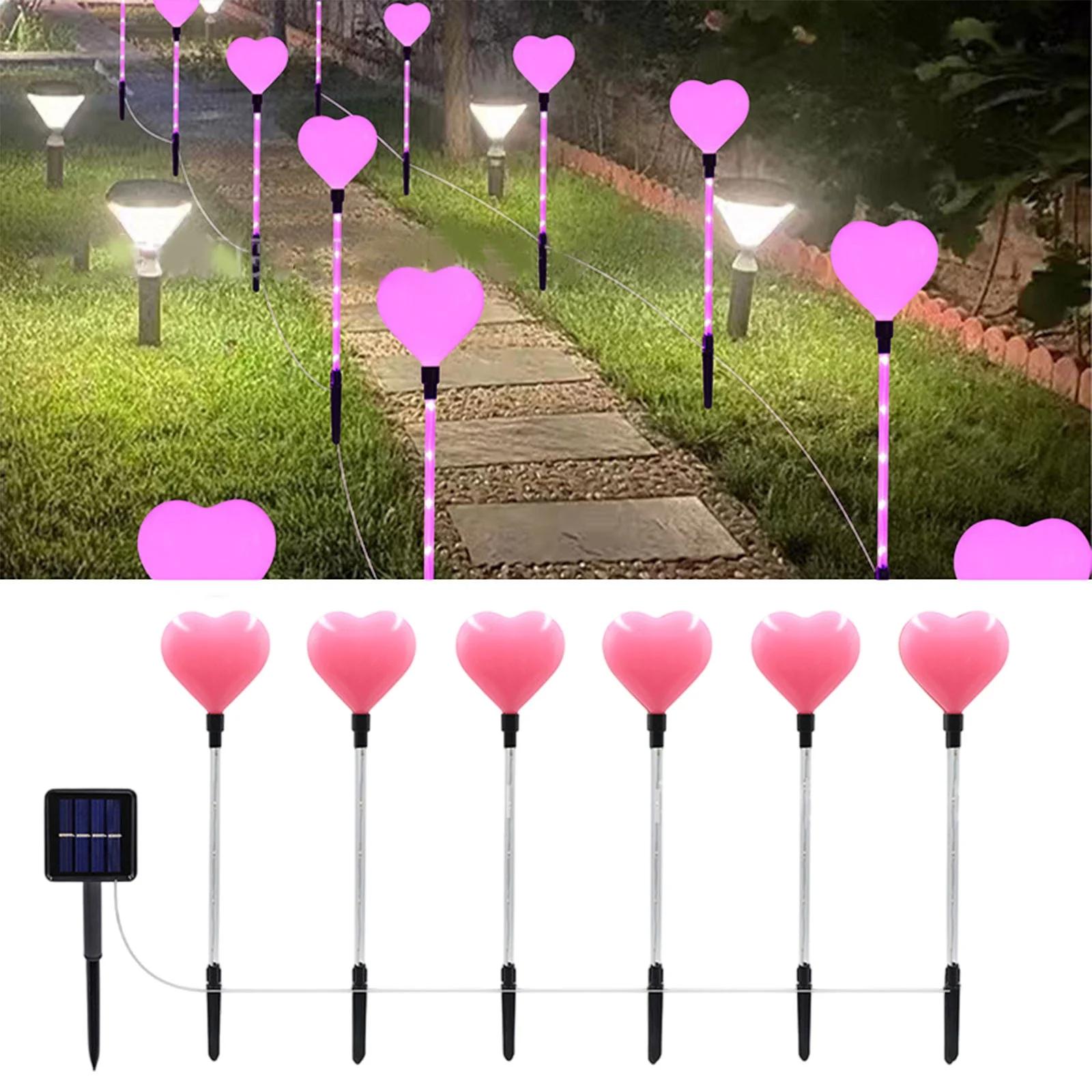 

Valentines Solar Lights Set Of 6 LED Heart Lights Valentines Day Decorations Outdoor Valentine Porch Decor Outside Decorations For Yard, Multicolor One Size