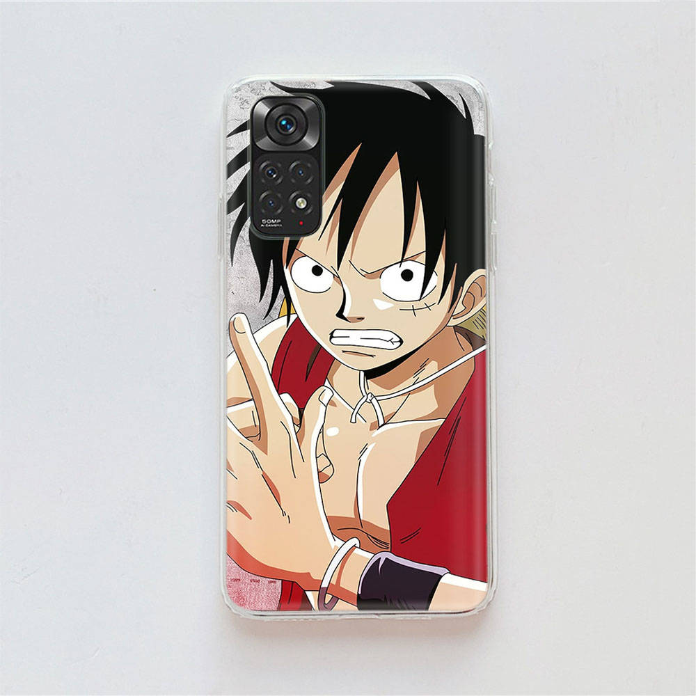 DT28 One Piece Luffy-deksel for Samsung A04 A14 A23 A34 A54 M23 M33 M52 M53 Realme 10 9 C30S C35 C55 VIVO Y02S Y21 Y33S Y51 X80 Pro Gjennomsiktig deksel