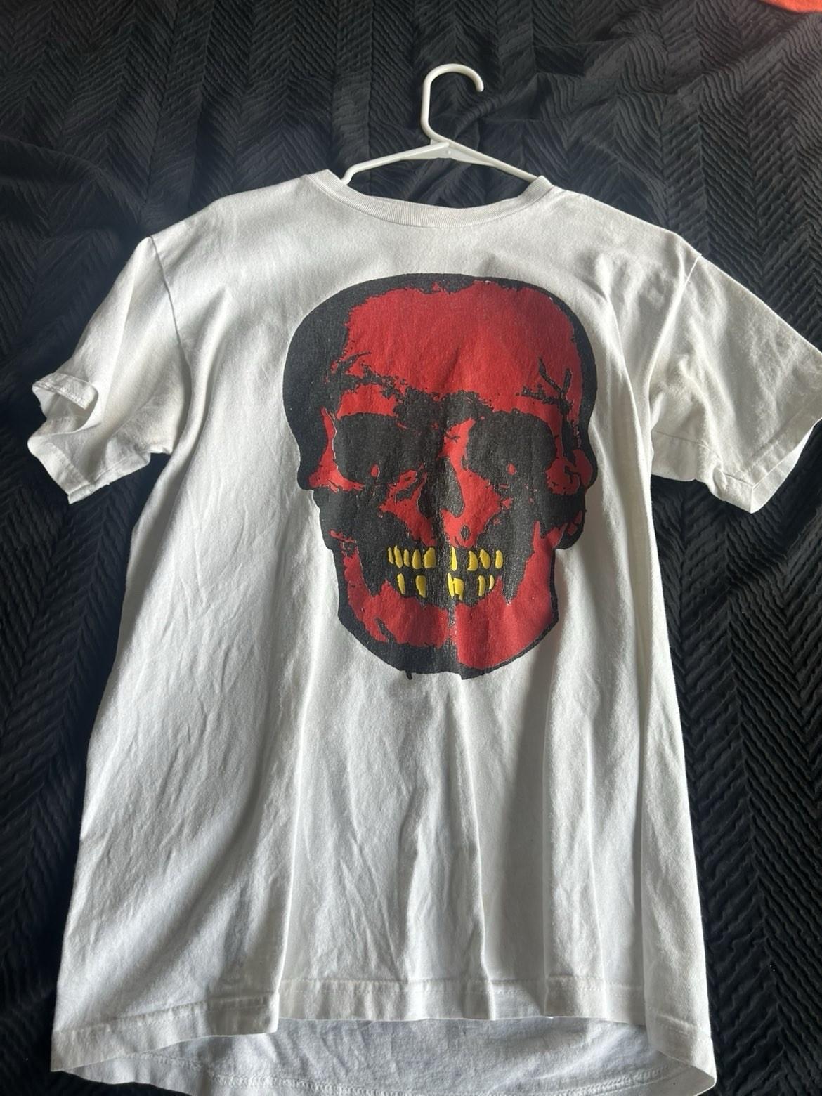 Men s White Skull Graphic Print Cotton Crew Neck Short Sleeve T-Shirt M S разноцветный
