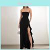 Summer Elegant Off Shoulder Dress With Ruffle Trim And Side Slit For Casual Night Out