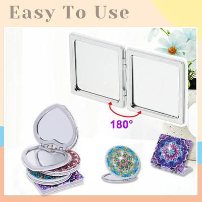 1 Set DIY Diamant Malerei Spiegel Exquisite Elegante Helle Farbige Faltbare Mini Make-Up Spiegel Weihnachten Geschenk