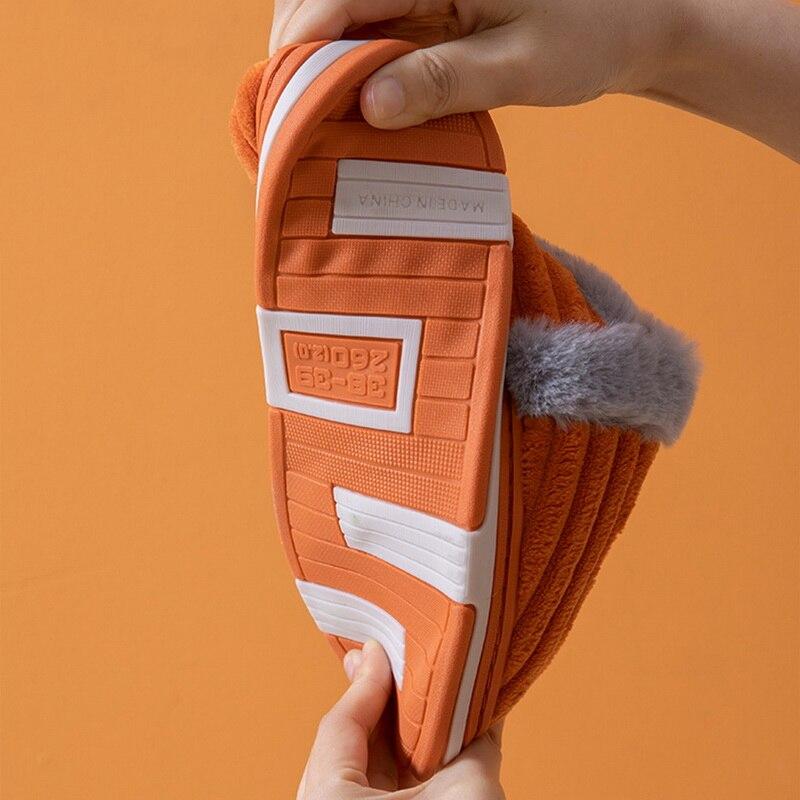 Women Men Couples Home Slippers New Fashion Warm Winter Furry Soft Short Plush Slipper Non Slip Bedroom Slides Indoor Shoes