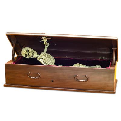 Accessoires de décoration d'Halloween, squelettes assis dans des cercueils, avec musique d'horreur et éclairage, décoration intérieure d'Halloween, fêtes et décoration de maison