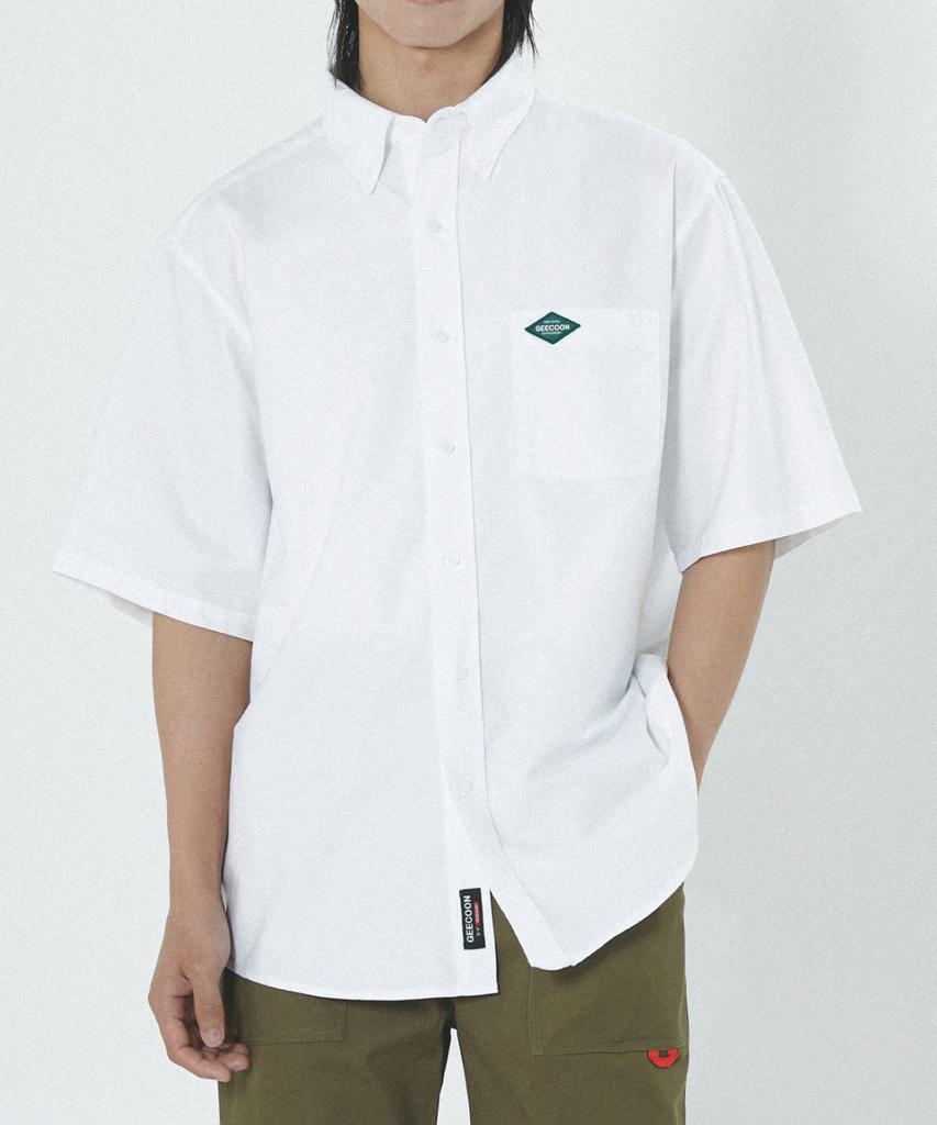 Jikun Classic Button-Down Cotton Oxford Short Sleeve Shirt Gee245-103 White